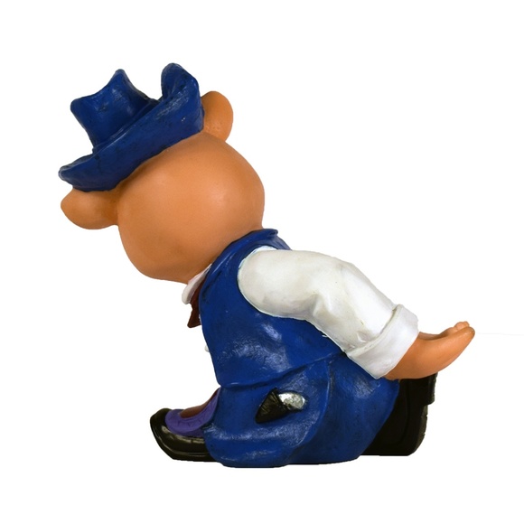 NEW Pig in Blue Cup Coffee Jar Mug Container Holder - Picture 4 of 6